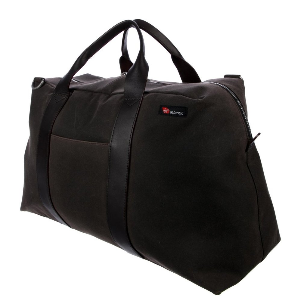 Jack Spade Dark Brown Canvas Duffel with Black Leather Trim - Virgin Atlantic - Picture 3 of 6